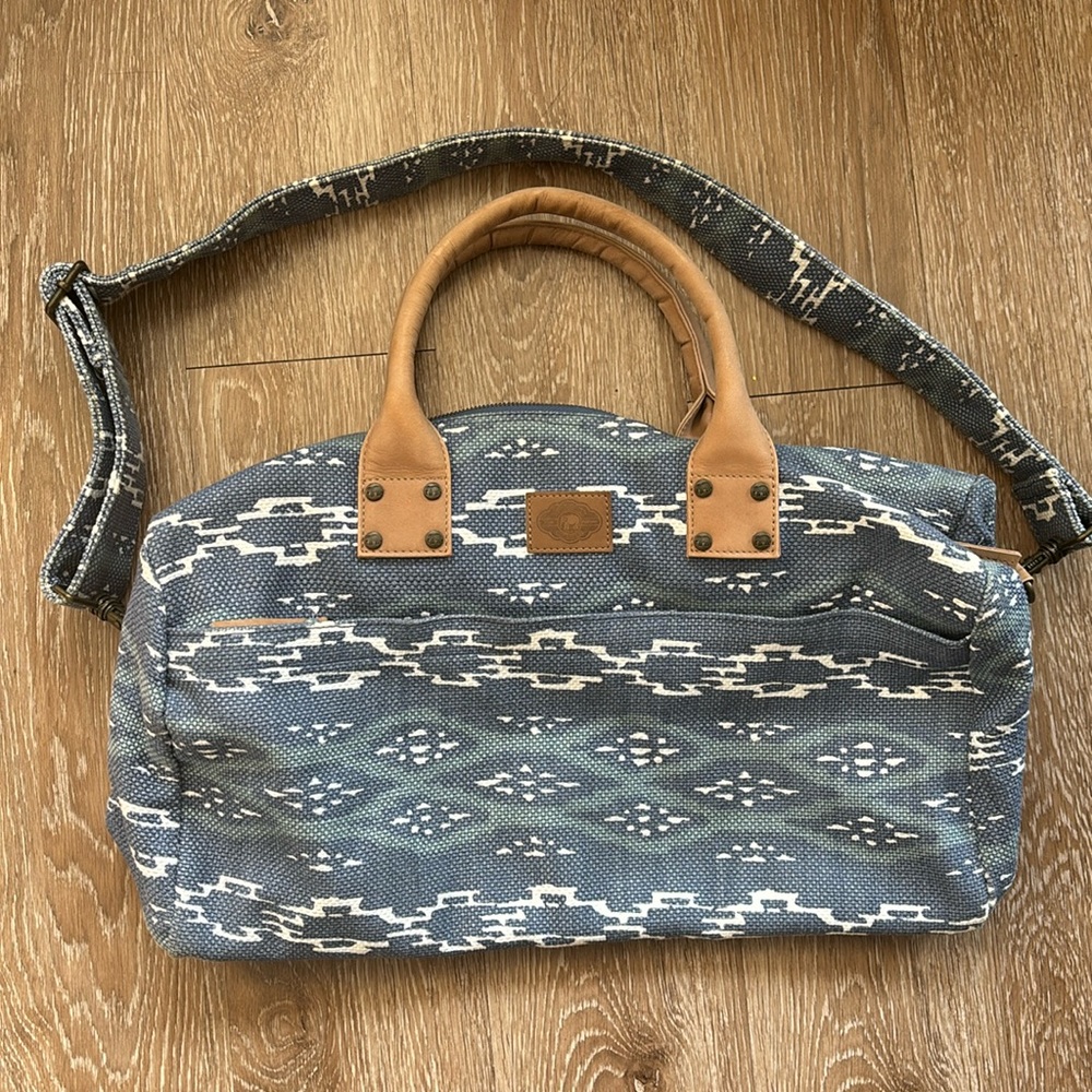 John Robshaw blue & white ikat weekender/duffel bag